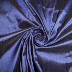 100% PURE SILK DUPIONI FABRIC BLACK X NAVY BLUE 54wide