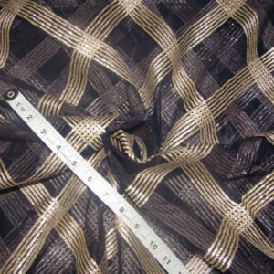 Heavily embroidered net fabric navy with gold gotta Patti design 44 by the yard