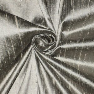 100% Pure SILK Dupioni FABRIC Ivory with Black Shot colour 54 wide